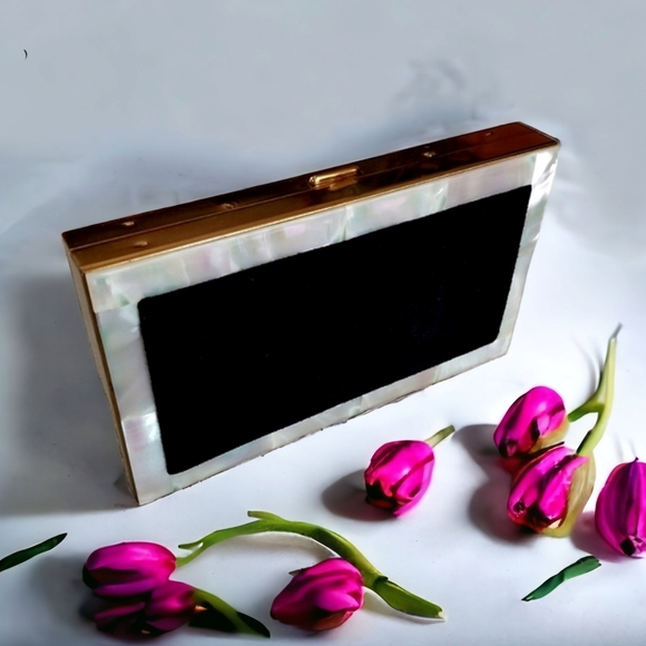 Vintage Mid Century Suede Mother of Pearl Make Up Case Clutch Compact Duo - Picture 5 of 14